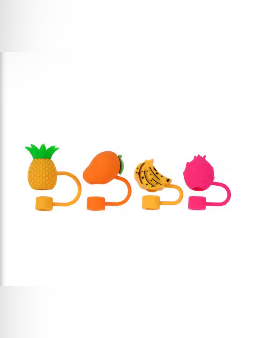 Set of 4 Tropical Fruit Straw Toppers